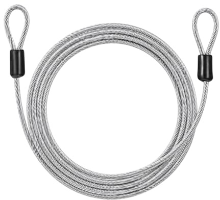 1 cavo in acciaio con occhielli, 2 m x 4 mm, cavo di sicurezza trasparente, rivestito in plastica, con occhielli, per lucchetto per bicicletta, rimorchio per bicicletta (trasparente)