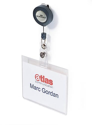 Durable Namensschild (mit Jojo, 60 x 90 mm, Bandlänge 80 cm) Packung à 10 Stück, transparent, 813819