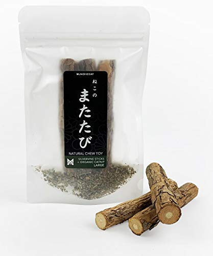 munchiecat Matatabi Silver Vine Sticks (with Organic Catnip | Natural, Teeth Cleaning Chew Toy for Cats and Kittens (Large) 3pc