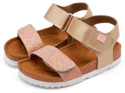 GIOSEPPO JABBEKE - Sandalias con Punta Abierta para Niñas, Suela Resistente al Agua, Cierre con Velcro, Color Cobre, 29 EU