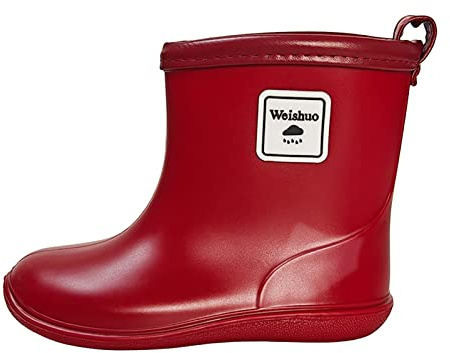 Toddler Wellies Soft PVC Boots Waterproof Lightweight Rain Boots for Little Kids Unisex Boys Girls, Manufacturer Size 13, 4 UK Child, Red