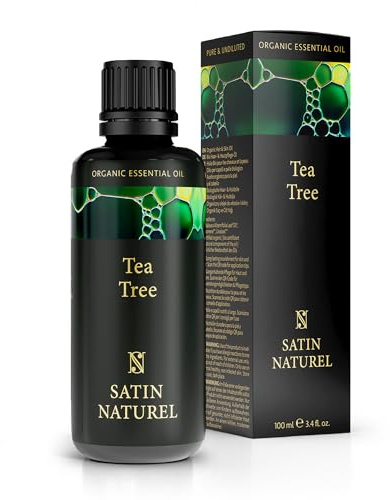 Satin Naturel Huile Essentielle Tea Tree Bio 100ml – Arbre à Thé Vegan pour Diffuseur, Soins Naturels de la Peau, Aromathérapie, Anti-Imperfections et Purifiant