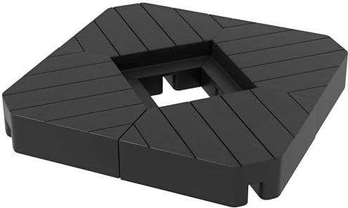 Outsunny Lot de 4 Dalles de Parasol Poids de Lestage Carré Noir | pour Parasols Déportés Pieds Croix, à Remplir d'Eau ou de Sable, Jusqu'à 60/80 kg