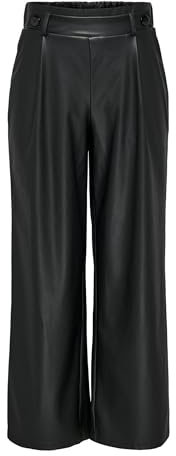 JdY Damen JDYSOYA GEGGO PU Pant JRS NOOS Stoffhose, Black, XS / 34L