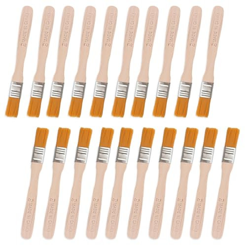 20 Pièces Pinceau Peinture Mur,Pinceau Lasure Bois Exterieur,Pinceau Vernis,Pinceau Plat Peinture avec Manche en Bois,Pinceau Lasure pour la Peinture Murale,Le Vernis,Les Colles et Bricolage-14cm