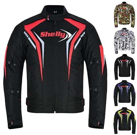 Chaqueta de Motocicleta Premium Shelly para Hombre para Aventura/Turismo con Textil Cordura Verano Invierno Cortavientos Chaqueta de Moto para Carreras, Conducción, rosso, XXL