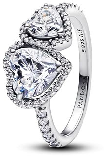 PANDORA Timeless Funkelnder Strahlenkranz Herz Ring aus Sterling Silber mit Zirkonia, Größe: 58, 193659C01-58