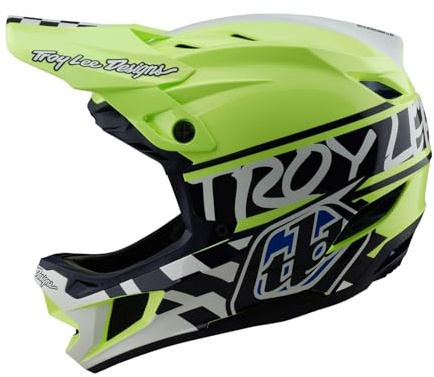 Troy Lee Designs D4 Polyacrylite Helmet Fifty-50 Navy/Glo Yellow MD
