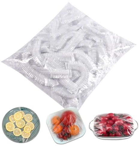 100 Stück Frischhaltebeutel, Frischhaltefolie mit Gummizug kitchen, Elastische Abdeckhauben für Lebensmittel, Wiederverwendbare Frischhaltebeutel Kunststoff, Versiegelungsbeutel, Duschhaube
