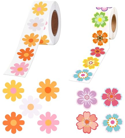 2 Rollos De Pegatinas De Flores, Pegatinas Lindas, Accesorios De Álbumes De Recortes, Se Pueden Usar para Cuadernos, Tarjetas, Embalaje De Regalos.