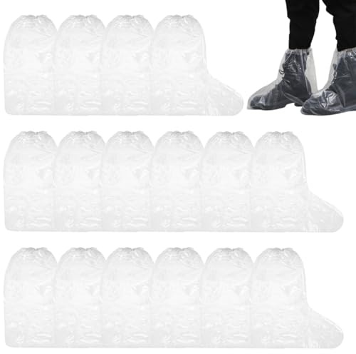 FIMWOLZ 8 Paare Waterproof Rain Shoe Covers with Elastic Band, Disposable Boot Covers for Men and Women, Waterproof and Non-Slip for Outdoor Camping (Transparent)