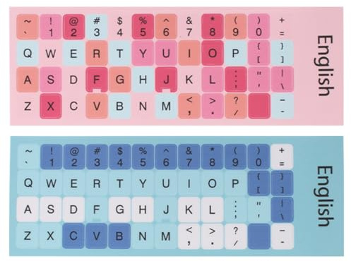 DOKRIN Skins para teclados, Pegatinas universales para teclado 2 unidades resistentes al agua y al polvo para ordenadores portátiles y de escritorio (rosa, azul)