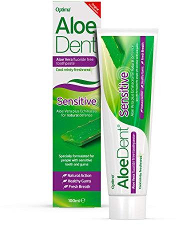 Aloe Dent Sensitive Aloe Vera Toothpaste Fluoride Free, Natural Action, Vegan, Cruelty Free , Soothing, Healthy Gums , 100 ml, packaging may vary