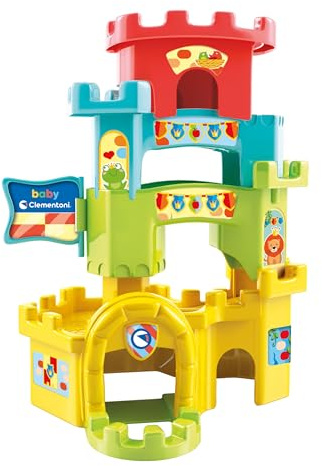 Baby Clementoni - Castello Cucù Scivola Giù, Pista Biglie per Bambini 10-36 Mesi, con 1 Macchinina, Gioco Prima Infanzia Made in Italy, Linea Play For Future, Stimola la Manualità, 17226