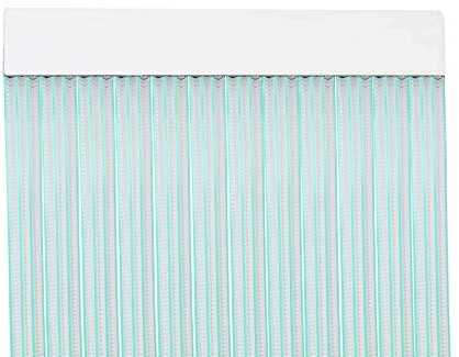 MERCURY TEXTIL Cortina para Puerta Tiras PVC 210x90cm，Cortina para Puerta Exterior (Transparente+Filo Verde P7)