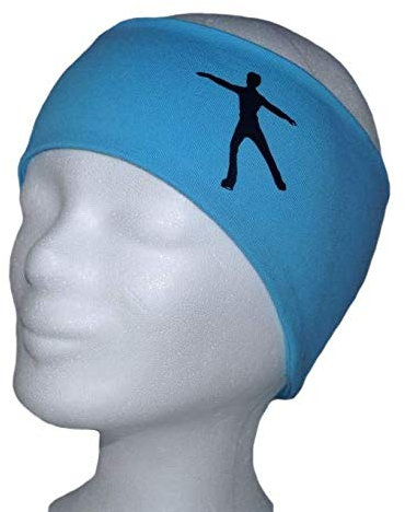 Stirnband Eiskunstlauf Training für Jungs, hellblau-schwarz, 95% Baumwolle, 5% Elasthan