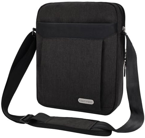 UBAYEE Bolso Hombre Bandolera de Lona con Multibolsillos (Compatible con 10,5 Pulgadas iPad Tablet, 25 cm), Gris Oscuro