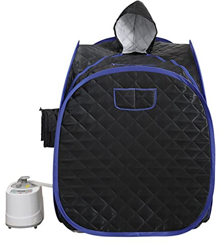 ZONEMEL Sauna de vapor portátil, sauna de cuerpo completo para el hogar, sauna compartida para 1 persona o 2 personas, generador de vapor de 2 litros con control remoto (negro, 33.5 pulgadas de largo