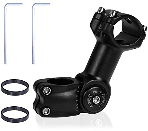 Yizhet Bicycle Adjustable Stem, 0±60° Adjustable MTB Handlebar Stem Riser for 31.8mm/1.25 Handlebar and 28.6mm/1-1/8 Steerer, Stem Extender for Mountain Bike, Road Bike (110mm, Aluminium Alloy)