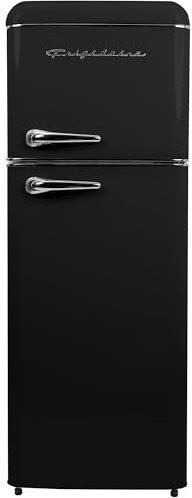 Frigidaire EFR756, 2 Door Apartment Size RETRO Refrigerator with Top Freezer, Chrome Handles, 7.5 cu ft
