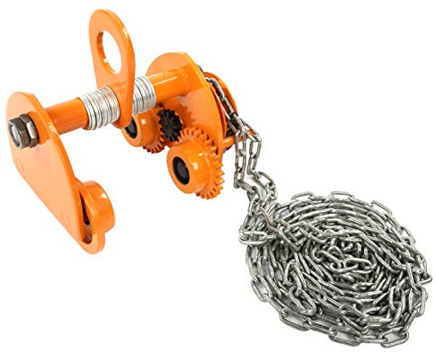 Laufkatze 68~100 mm, 1000kg Rollfahrwerk Handfahrwerk Kettenzug Hallenkran Unterflansch Krankatze mit Kette Weit verbreitet in Fabriken Minen Docks Lagerhallen Baustellen