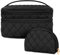 NUBILY Kosmetiktasche Damen Make up Tasche Doppelschicht Kulturtasche Groß wasserdichte Kulturbeutel Reise Schminktasche Mädchen 2 Stücke Schwarz