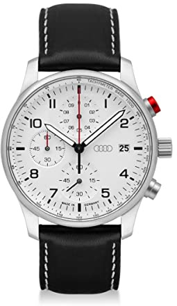 Audi collection Cronografo da Polso con Anelli Logo, da Uomo, Argento/Bianco 3102200100