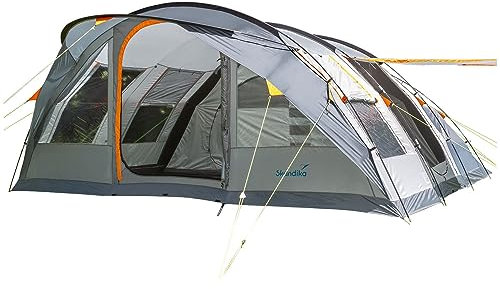 Skandika Tunnelzelt Egersund für 7 Personen | Camping Zelt mit Sleeper Technologie, eingenähter Zeltboden, nachtschwarz Schlafkabine, 2 m Stehhöhe, wasserdicht, 5000 mm Wassersäule | Outdoor