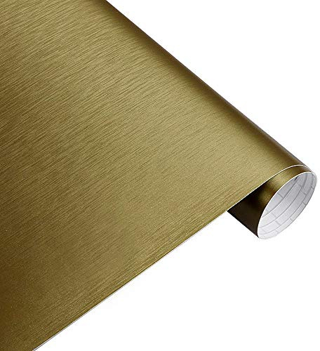 Brushed Metallic CAR VINYL WRAP STICKER FILM VEHICLE AUTO WRAPPING AIR BUBBLE FREE (50CM x 1.52M) (GOLD)