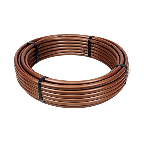 Tropfrohr 16mm Druckkompensiert - 33cm Tropferabstand - Perlschlauch Tropfschlauch - 25m bis 100m in Schwarz und Braun (100m, Braun)