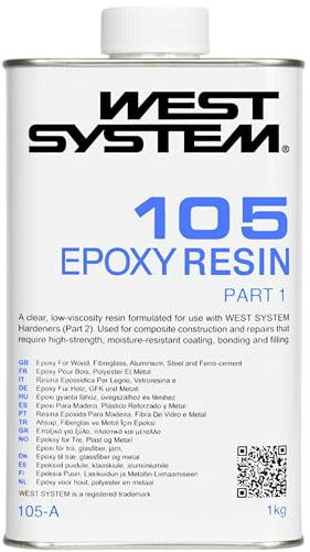 WEST SYSTEM 105 Epoxy Resin 1kg - Resin for Wood, Metal & Fibreglass Repairs- Marine Grade Epoxy Glue for Woodwork, Repair and DIY - Pair with Hardener for Use