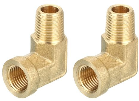 QUARKZMAN Codo de Calle de 90 Grados de Latón Conexión de Tubería de 1/8 NPT para Gas, Aire, Aceite, Propano, 2 Piezas