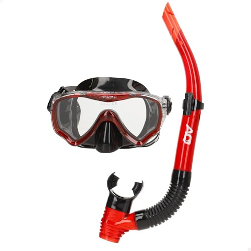 AKTIVE Aqua Sport Gafas de Buceo con Tubo Flexible Adultos, Sello Silicona, Látex Free, Lentes de Cristal Templado, Fácil Ajuste, Hipoalergénico, +12 años (54254)
