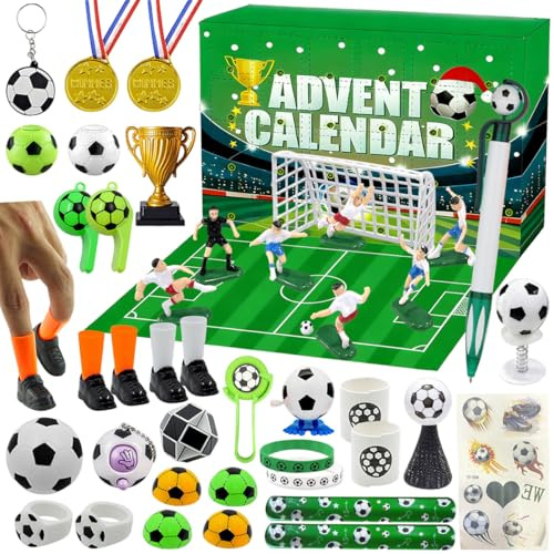 Calendario dell'Avvento Calcio 2025, Calendario Avvento Calcio con 24 Giocattoli a Tema Coppa del Mondo, Calcio Set 24 Giorni Natale Conto alla Rovescia per Bambini Famiglia