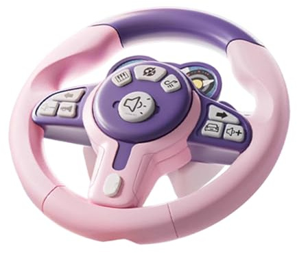 TTETTZ Realistic Kids Educational Driving Simulator Portable for Automotive Seat or Indoor Play Children Driving Toy, Pink