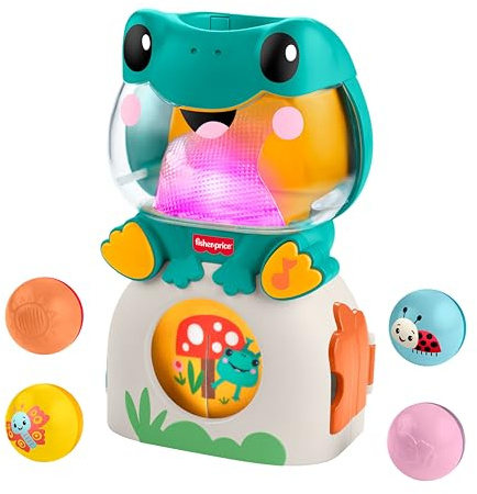 Fisher-Price Rana bebé con Luces y Rodillo | Juguete de bolas con caída, música y luces, 3 bolas, motricidad fina, bebés desde 6 meses, JLB96