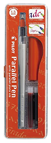 PILOT - Parallel Pen - Stilografica calligrafica Ricaricabile - Include kit di pulizia, libretto di istruzioni e due cartucce (nera e rossa) - Pennino calligrafico Fine da 1,5 mm
