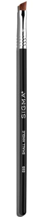 Sigma E65 - Small Angle Makeup Brush - Use for Winged Eyes or as Brow Brush - Precision Angled Brush for Gel or Powder Products - Create Precise Lines & Strokes - Chrome