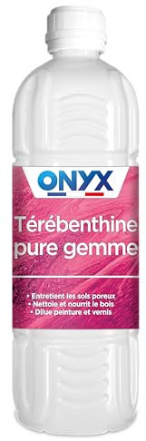 Onyx - Térébenthine Pure Gemme - Produit Nettoyant et Nourrissant Bois, Cuirs Encrassés et Objets Cirés, Diluant Pâte à Bois et Cires - Fabrication Française - 1L