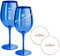 Moet & Chandon - Juego de 2 copas de champán azul ibicena, cristal imperial azul metalizado, copas de champán azul oscuro (2 unidades) + posavasos