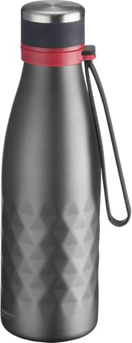 Westmark Isolier-/Thermo-Trinkflasche, hält 8 Std. warm/kalt, kohlensäurefest, 550 ml, Rostfreier Edelstahl/Silikon/Kunststoff, BPA-frei, Viva, Anthrazit/Rot, 5282226A