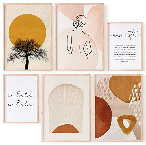 OHBIMBA® 6 Laminas Decorativas Pared Cuadros Decoracion Salon Modernos - Posters Para Pared Cuadros Decorativos Decoracion Pared lienzos decorativos - 4 de 30x40cm + 2 de 21x30cm