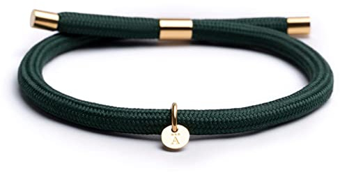 Alton of Sweden | Handgefertigt in Italien | Premium Paracord Armband für Männer & Frauen aus Nylon | Wasserdichtes nautisches Seil | Exklusive Schmuck-Geschenkbox (Grün - 18K Vergoldeter)