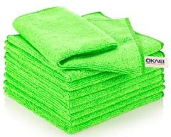 Okaei Mikrofasertücher 12 Stück, Reinigungstücher, Geschirrtücher, Microfasertücher, Putztücher Putzlappen, Fenster Tücher, Allzwecktücher, Sehr Saugfähig, 40x40 cm, Grammatur: 280g/m², grün