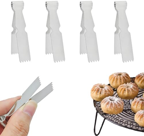 4Pcs Pastry Tweezers Tongs, Maggash Pastry Tools Cookie Maker Dough Scraper Press, Stainless Steel Pastry Tongs Baking Crimper Tool for Decorating Maamul and Pie Crusts,Sealing Cookies.