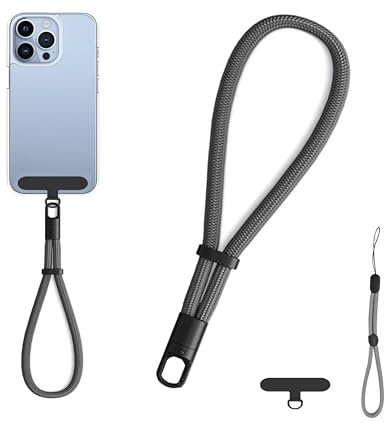 QZLSAYSL Cordino per Cellulare， 5 Pezzi Ccatena per cellulare cinturino universale per cellulare per appendere tracolla regolabile cordino per telefono cordino da polso portachiavi regolabile（nero）