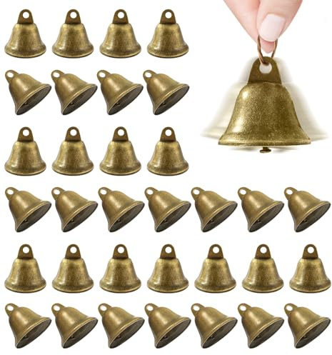 35 Stück Vintage Glöckchen Bronze, 38mm Vintage Bronze Glocken, Glöckchen zum Basteln für Weihnachtsglöckchen, Hochzeiten, Windspiele, Hundetraining