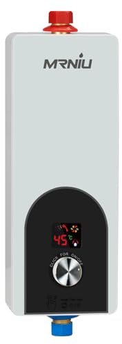 MRNIU 3500W Mini Electric Tankless Water Heater, 220V Instant Hot Water System with LCD Display, Plug-in Installation, Under Sink Unit for Bathroom & Kitchen