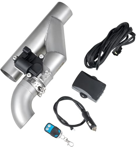 VEVOR Tubo Scarico per Auto Universale, Set di Valvole di Scarico Universali in Acciaio Inossidabile da 6,35 mm, Tubo a Y, con Scatola di Controllo Remoto, per Camion, Berline e Auto Sportive