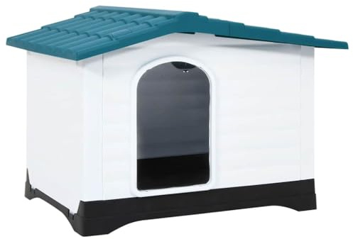 Kaloriko Hundkoja blå av polypropen 90,5 x 68 x 66 cm, väderbeständig med isolerat tak för utomhus och inomhus, robust, bekväm sovplats som plats att dra sig tillbaka för valp